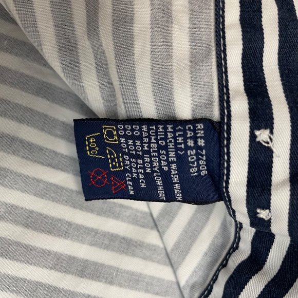 Tommy Hilfiger Short Sleeve Button Down Shirt Navy White Stripe Men L VINTAGE - Picture 3 of 15